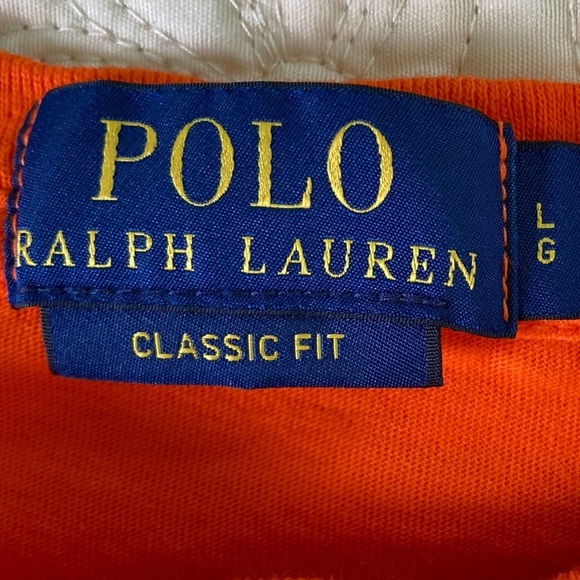 Polo Ralph Lauren Paint Splatter LOGO Spell Out Orange Classic Fit Tee (Size L) - Picture 4 of 10